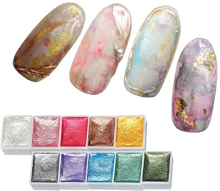 【1つ買うと12つ無料】大人気のネイル水彩パレット 初心者でも簡単にニュアンス ジェルと水彩パレットとパウダーで作るアート43