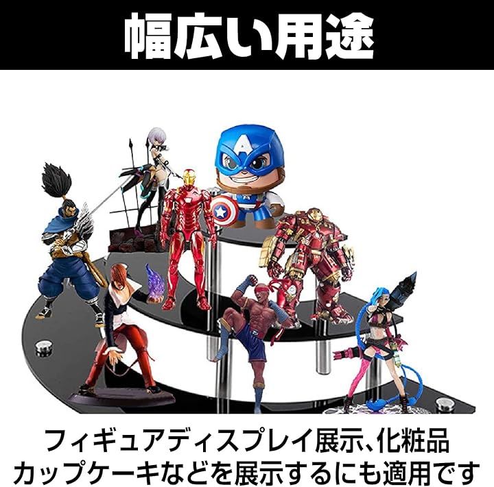 フィギュア ケース ディスプレイ ラック 透明 アクリル棚 ステージ 展示 階段 透明/黒(クリア(透明)/黒色, 3段2個セット) フィギュア ケース ディスプレイ ラック 透明 アクリル棚 ステージ 展示 階段 透明/黒(クリア(透明)/黒色, 3段2個セット)