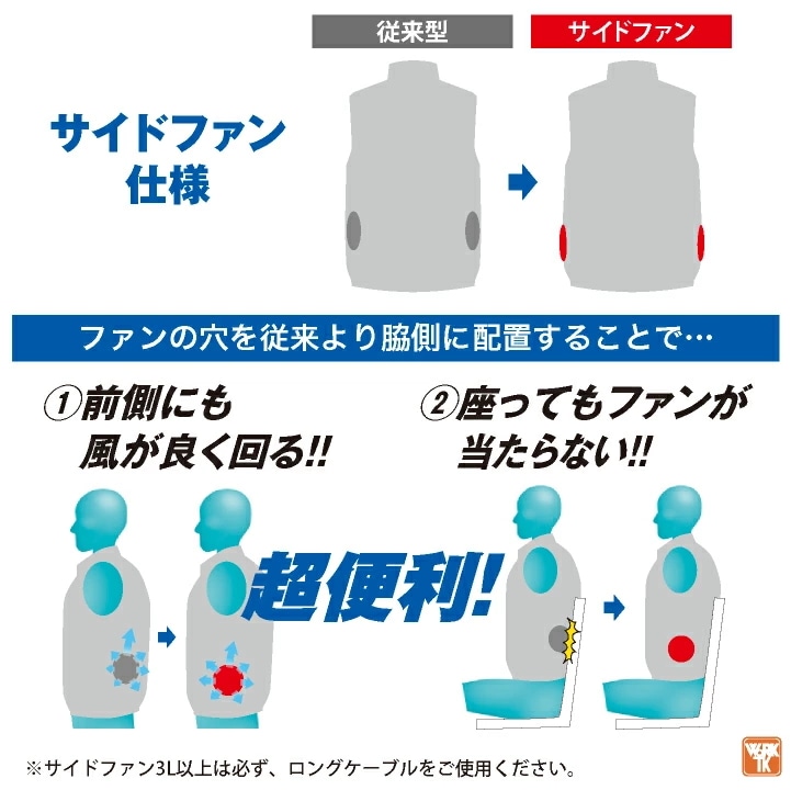 空調服(R) ジーベック サイドファン仕様 ベスト 春夏 作業着 空調作業服 空調ウェア 涼しい UVカット 遮熱 暑さ対策 熱中症対策 カジュアル /xb-xe98030-t
