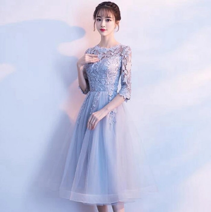 黒 パーティードレス 結婚式 ワンピース パーティードレス 結婚式ドレス 袖あり ウエディングドレス ミモレ丈 レース 大きいサイズ 大人 上品 お呼ばれ 二次会 披露宴 披露宴 演奏会 同窓会