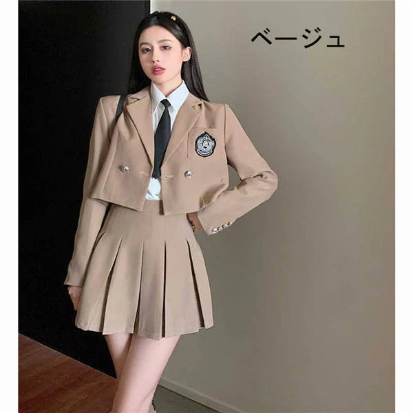 卒業式 スーツ 4点セット 入学式 ブラック オフホワイト ベージュ 女の子 制服 スーツ ジュニアスーツ 卒業式服 長袖シャツ フォーマル カジュアル 高校生 韓国風 卒服dt078x2x2x2