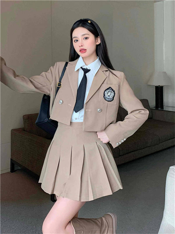 卒業式 スーツ 4点セット 入学式 ブラック オフホワイト ベージュ 女の子 制服 スーツ ジュニアスーツ 卒業式服 長袖シャツ フォーマル カジュアル 高校生 韓国風 卒服dt078x2x2x2