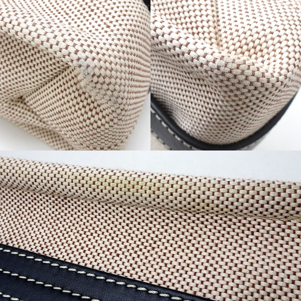 ウッディ スモールトート CHC21US385E6691J ハンドバッグ リネンxカーフ White Blue/351378【中古】