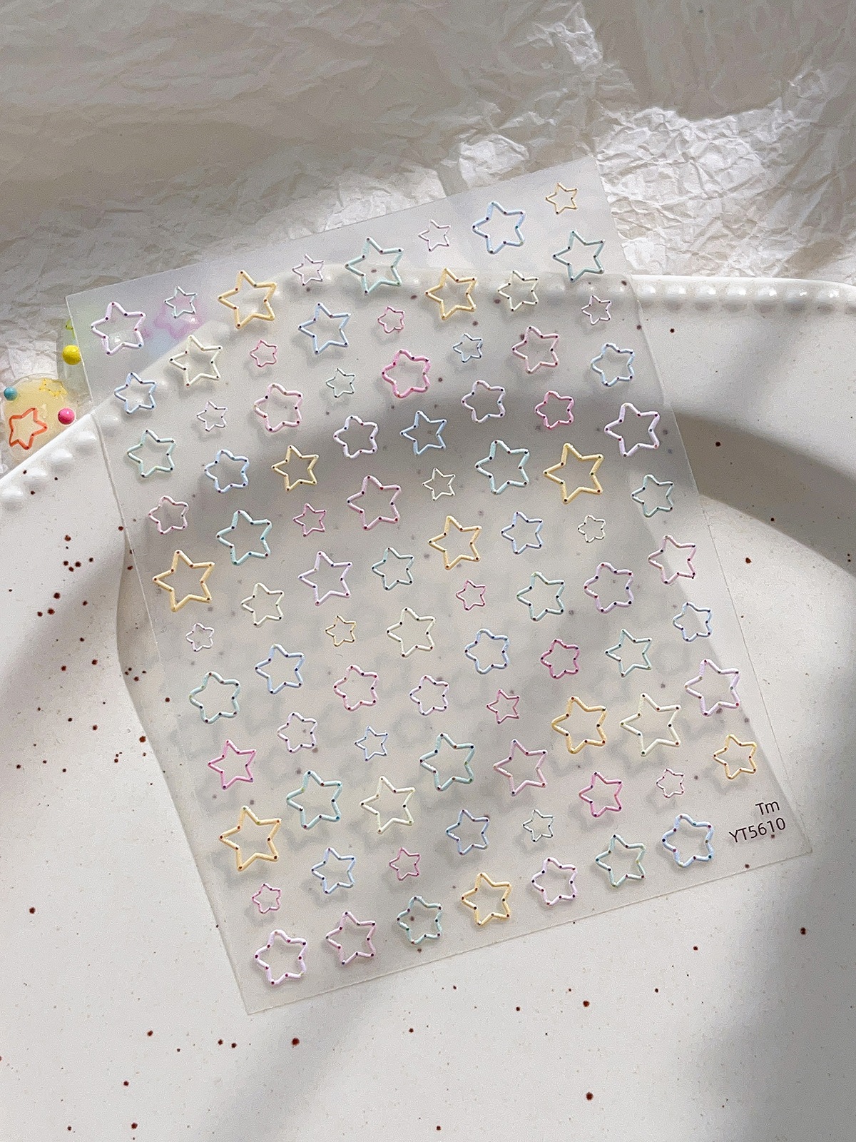 【1点ご購入 で10点プレゼントいたします】透明素麺星の斑点ネイルシール甘くてかわいい飾りシール