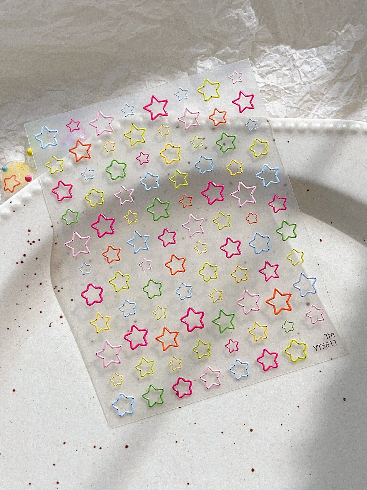 【1点ご購入 で10点プレゼントいたします】透明素麺星の斑点ネイルシール甘くてかわいい飾りシール