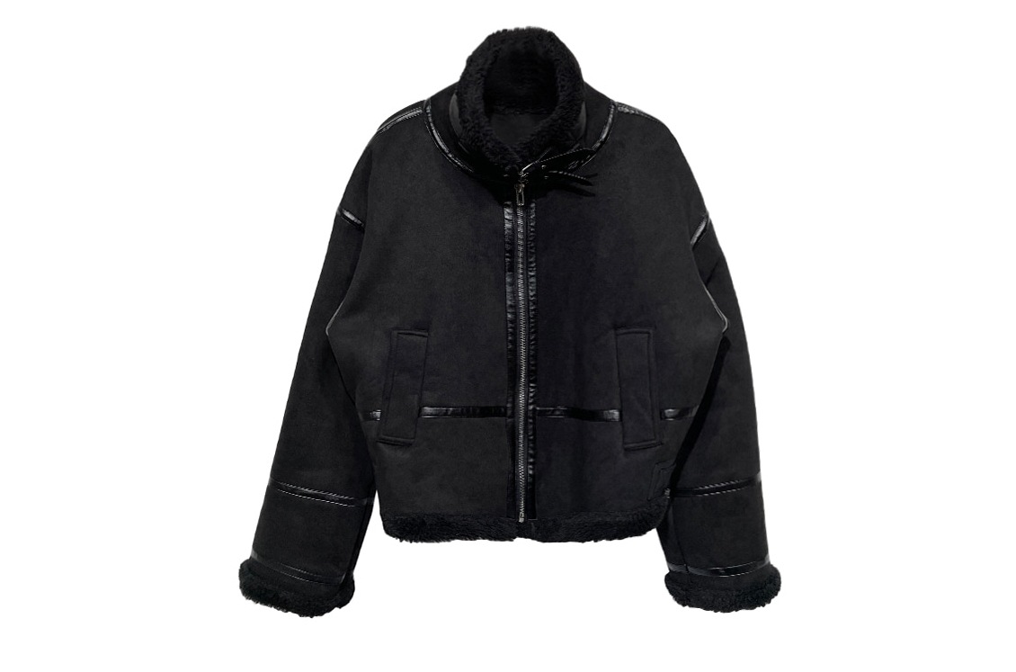【U LAN】Latch high neck suede buckle mustang U LAN】(UNISEX) DOUBLE BUCKLE HIGH NECK MUSTANG : BLACK