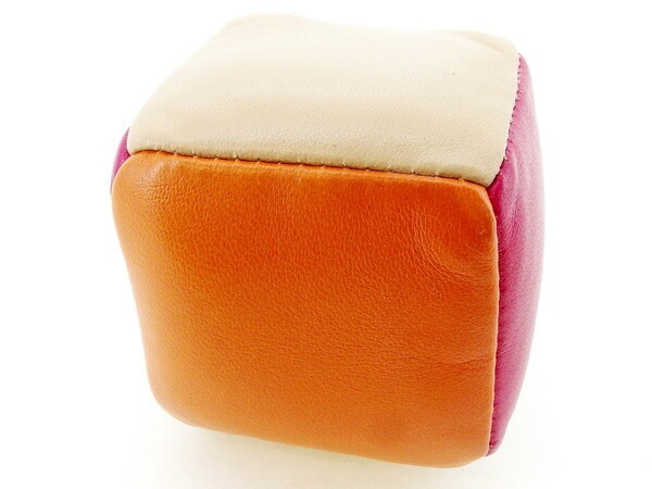 キーホルダー キーリング チャーム キューブ サイコロ型 ピンク オレンジ ゴールド系 中古