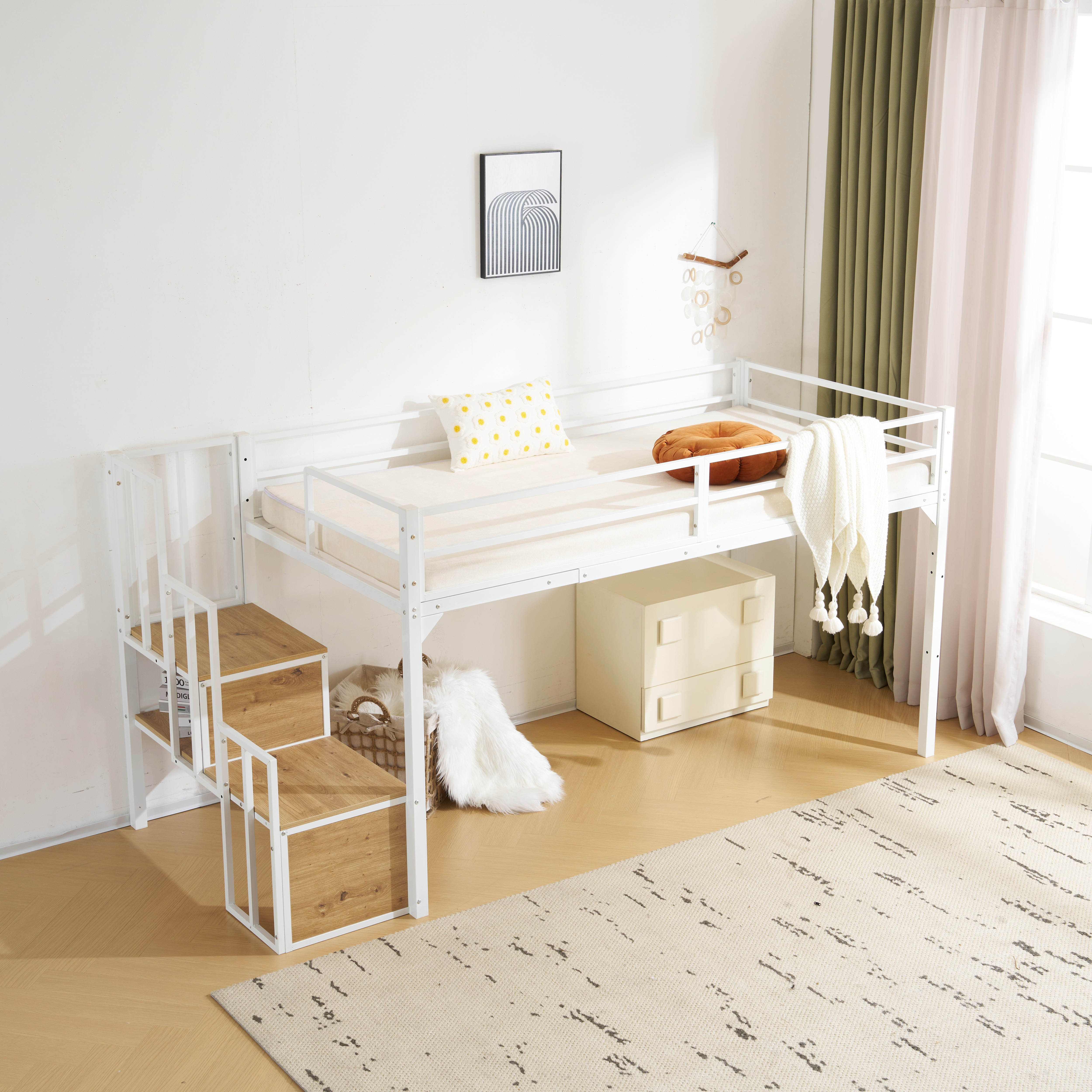 【国内発送&送·料·無·料】新作 ホワイト ロフトベッド パイプベッド 階段付き シングルベッド ロータイプ ロフトベッドロータイプ 木 収納 北欧風 おしゃれ 子供部屋 スチール-330 【国内発送&送·料·無·料】新作 ホワイト ロフトベッド パイプベッド 階段付き シングルベッド ロータイプ ロフトベッドロータイプ 木 収納 北欧風 おしゃれ 子供部屋 スチール-330