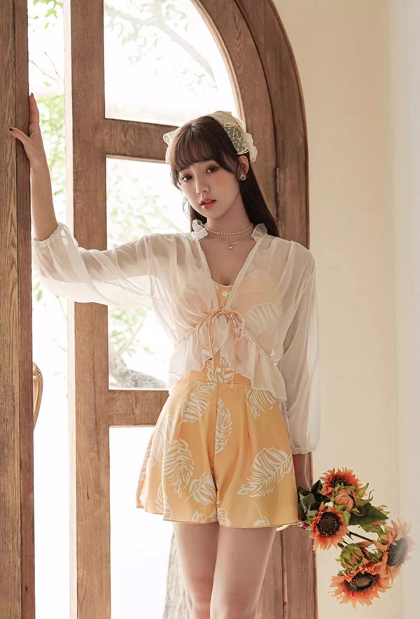 ワンピース水着 服みたいな 水着 2点セット 長袖 リボン ワイヤーなし パッド付 レディース 着瘦せ シンプル 写真映え 撮影用 海 夏 サマー プール リゾート かわいい オシャレ 旅行 温泉 大