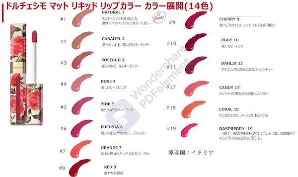 シャンソン　ドナチェーレ　リップカラー　18本セット ドナチェーレ リップカラー セミマット | ポイントメイク,リップ