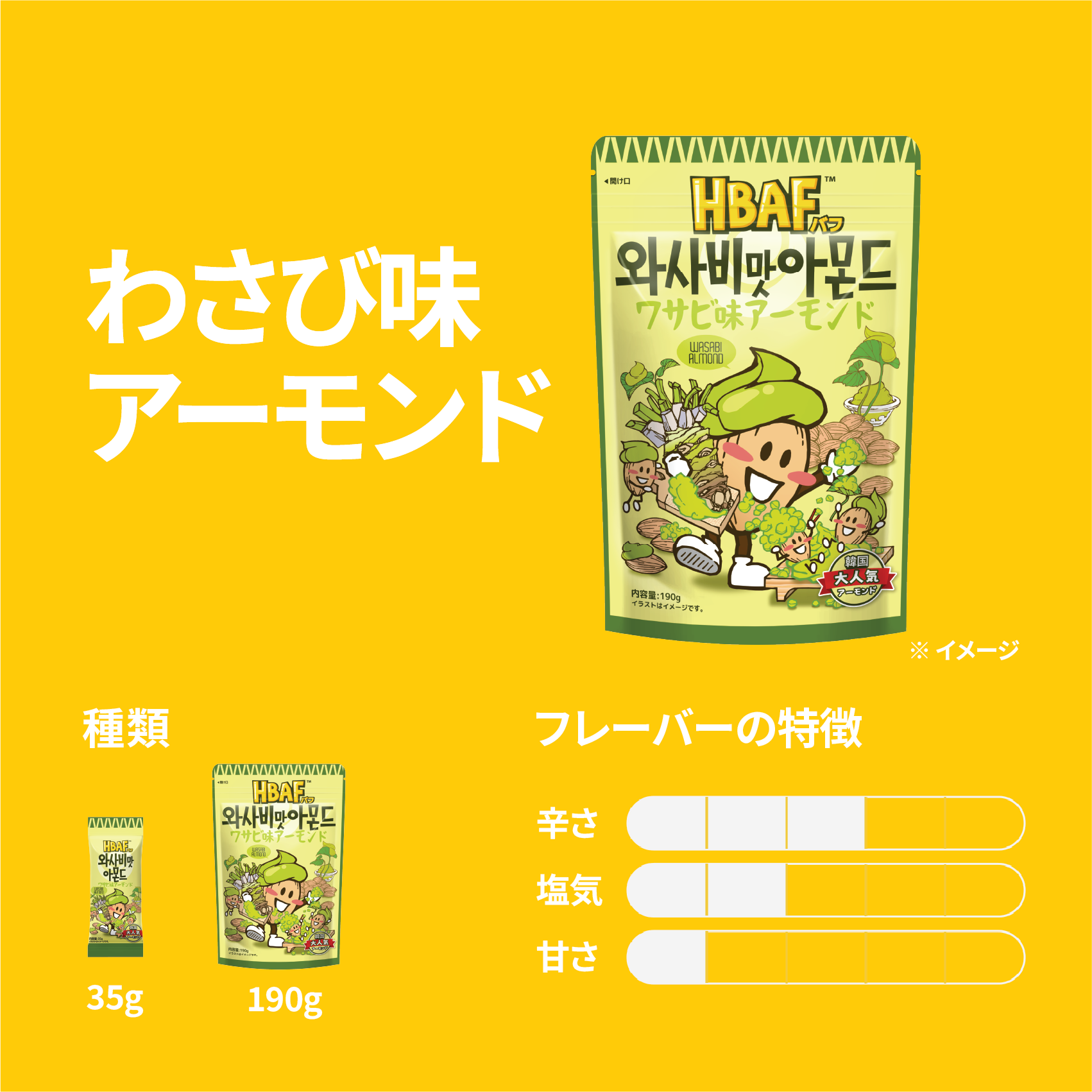 Qoo10] HBAF 【公式】HBAF ワサビ味アーモンド 小