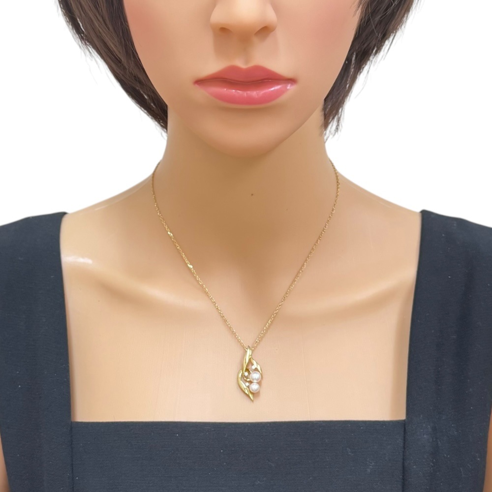 ミキモト ネックレス 18金 K18イエローゴールド アコヤパール MIKIMOTO 中古 美品