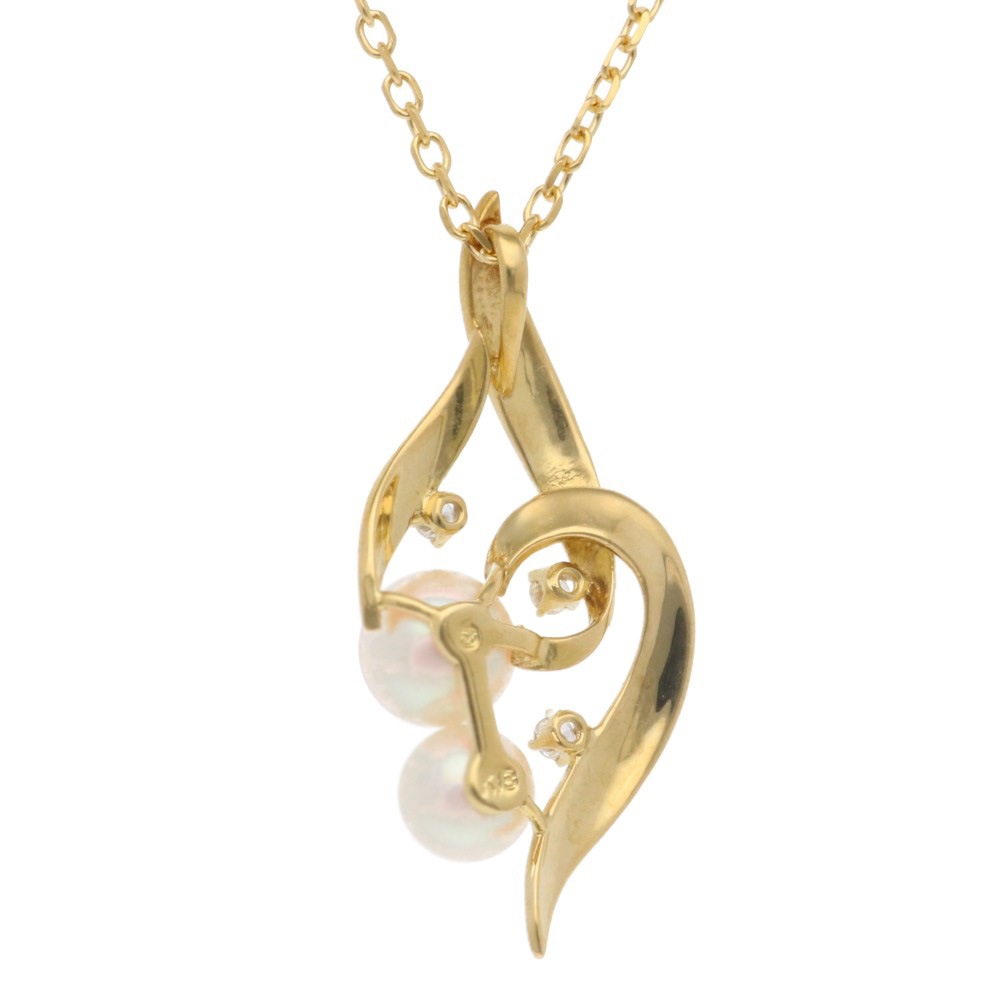 ミキモト ネックレス 18金 K18イエローゴールド アコヤパール MIKIMOTO 中古 美品