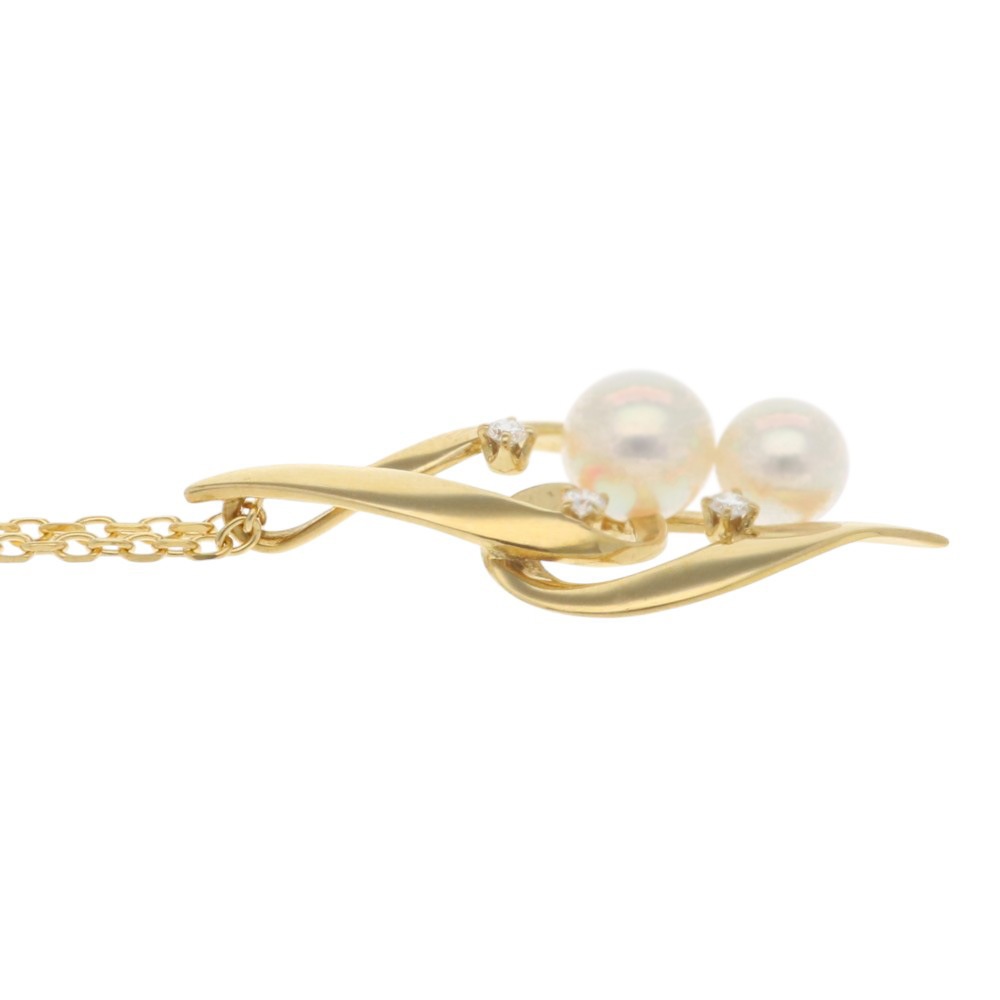 ミキモト ネックレス 18金 K18イエローゴールド アコヤパール MIKIMOTO 中古 美品