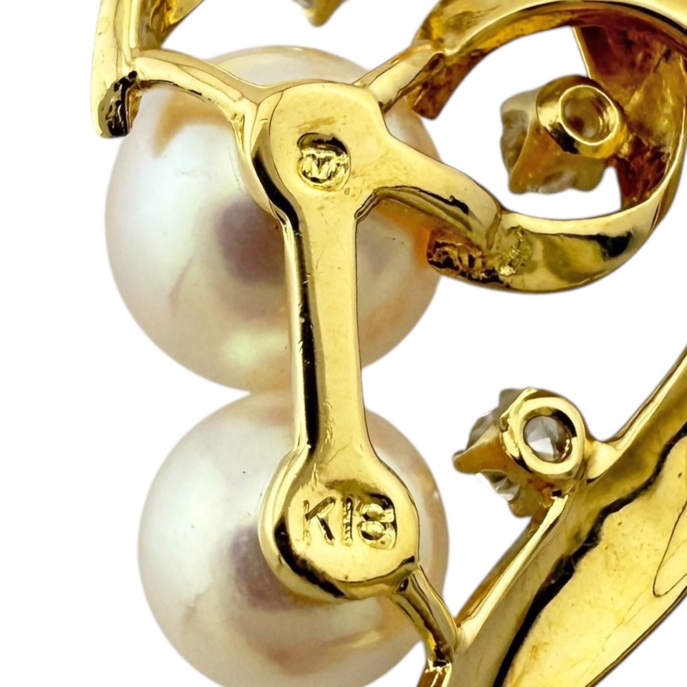 ミキモト ネックレス 18金 K18イエローゴールド アコヤパール MIKIMOTO 中古 美品