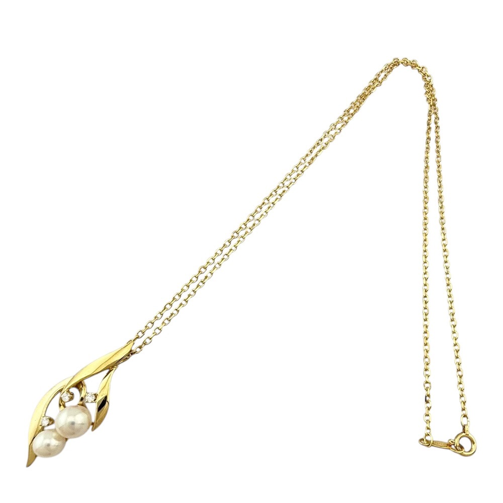 ミキモト ネックレス 18金 K18イエローゴールド アコヤパール MIKIMOTO 中古 美品