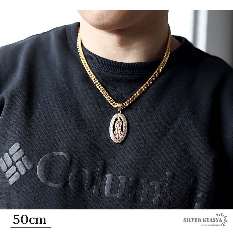 CZメダイ&ダブル喜平ネックレス [n537]