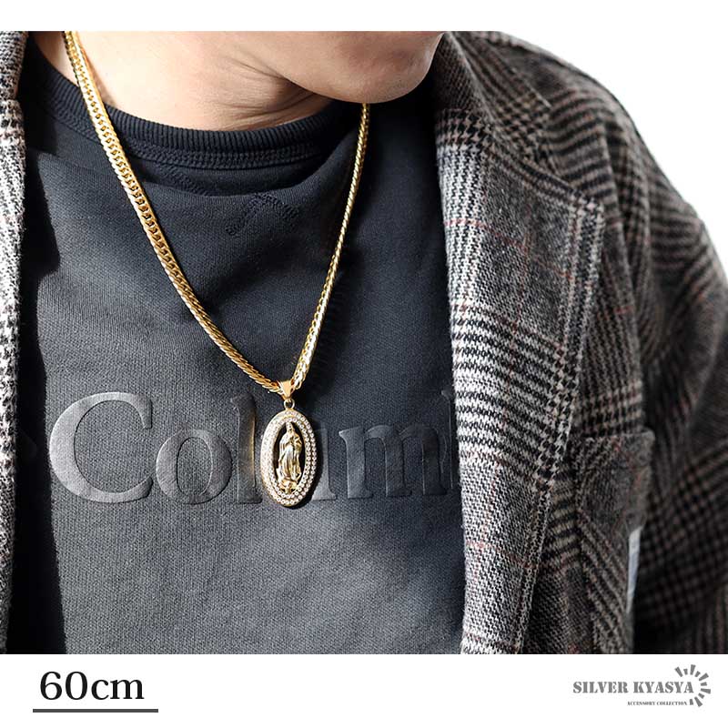 CZメダイ&ダブル喜平ネックレス [n537]