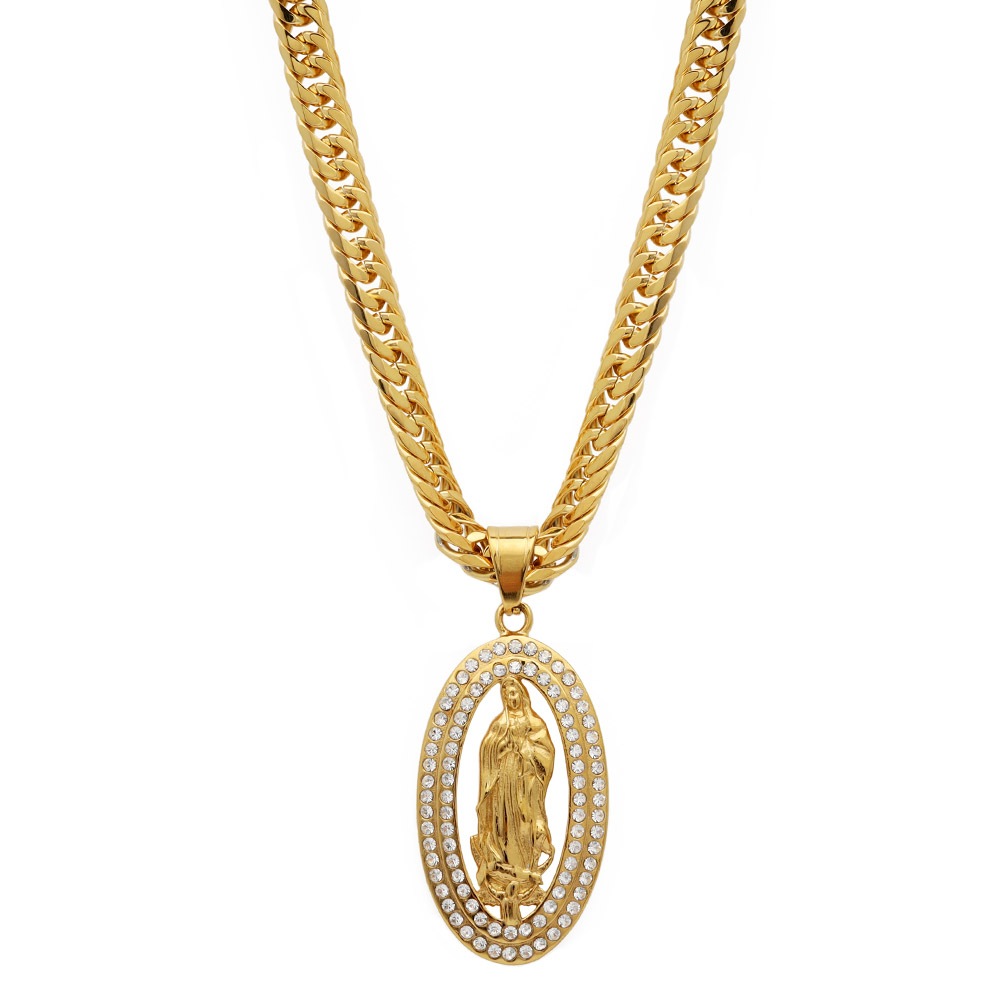 CZメダイ&ダブル喜平ネックレス [n537]