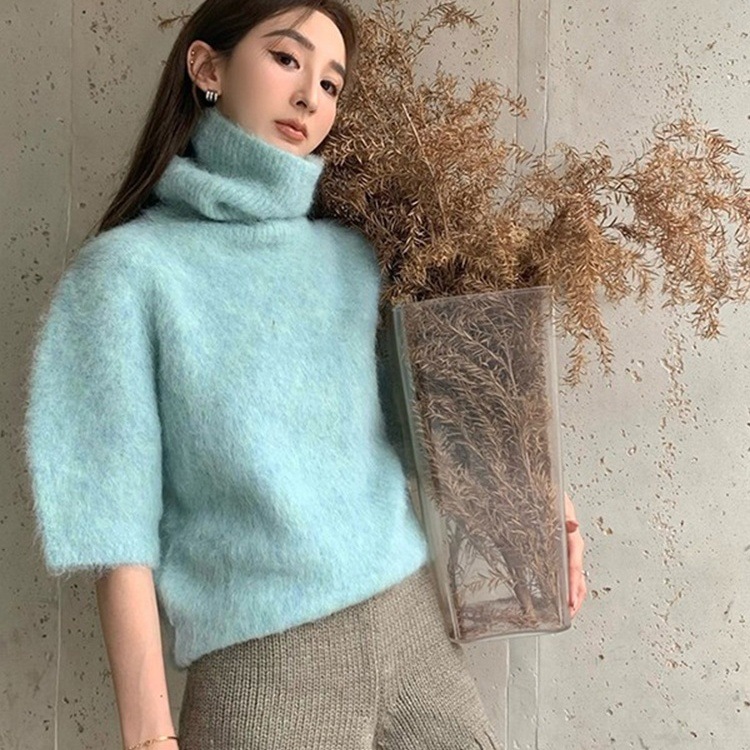 トップス セーター タートルネック ショート丈 プルオーバー ふわふわ かわいい 大人可愛い きれいめ シンプル 上品 おしゃれ かっこいい カジュアル レトロ こなれ感 個性的 主役級 存在感