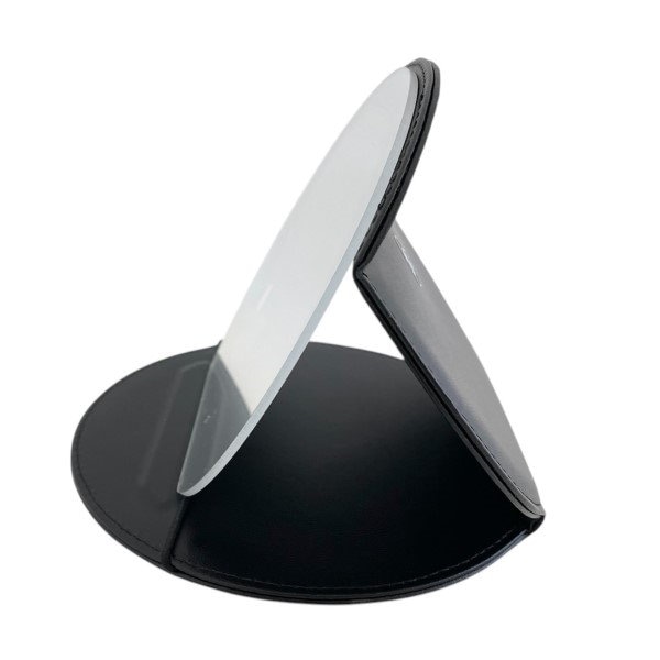 CHANEL 黒 レザー 円形ミラー【正規品】 a977-6.jpg