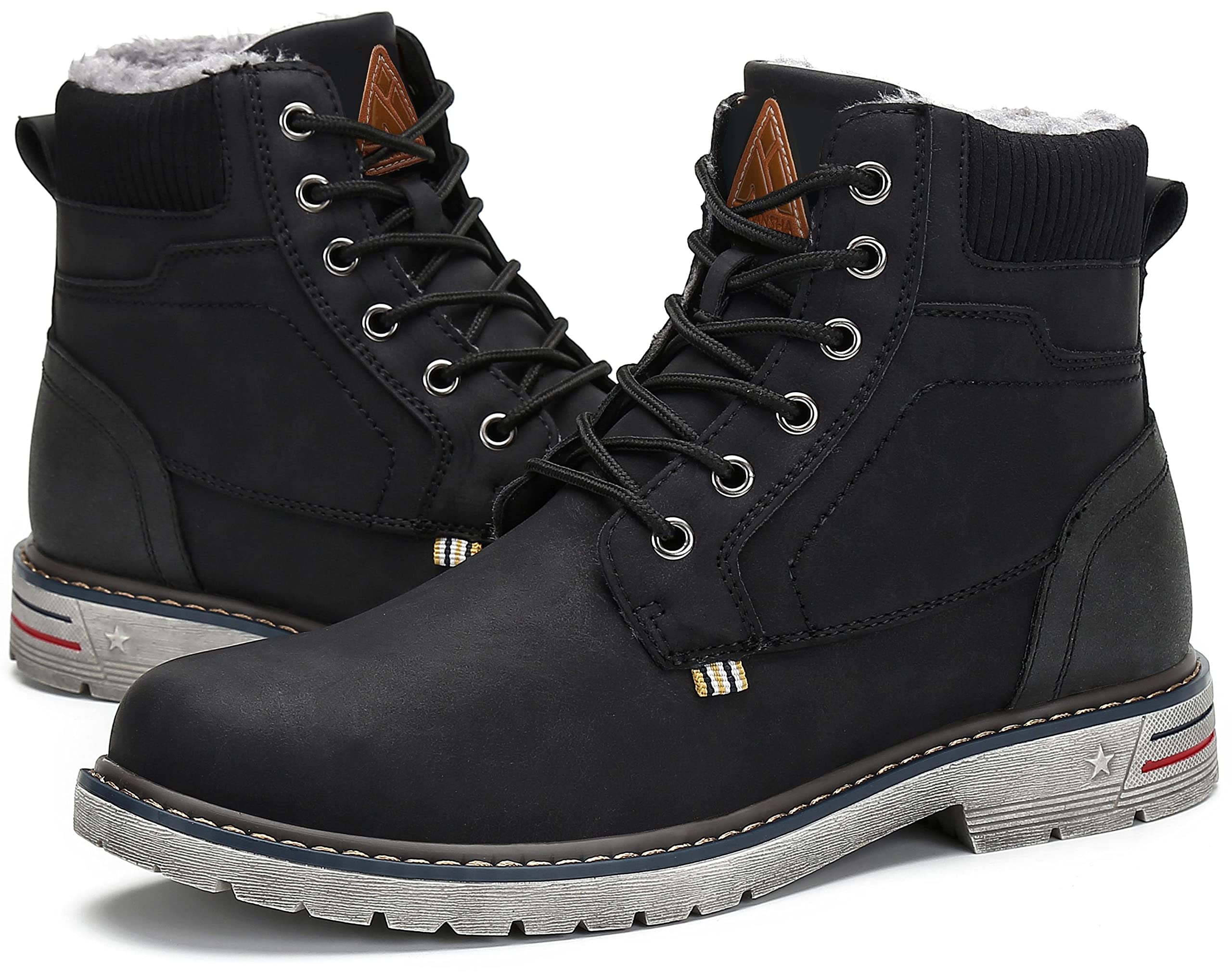 防寒ブーツ メンズ レーディス 防水 トレッキングブーツ ブラック 25.5