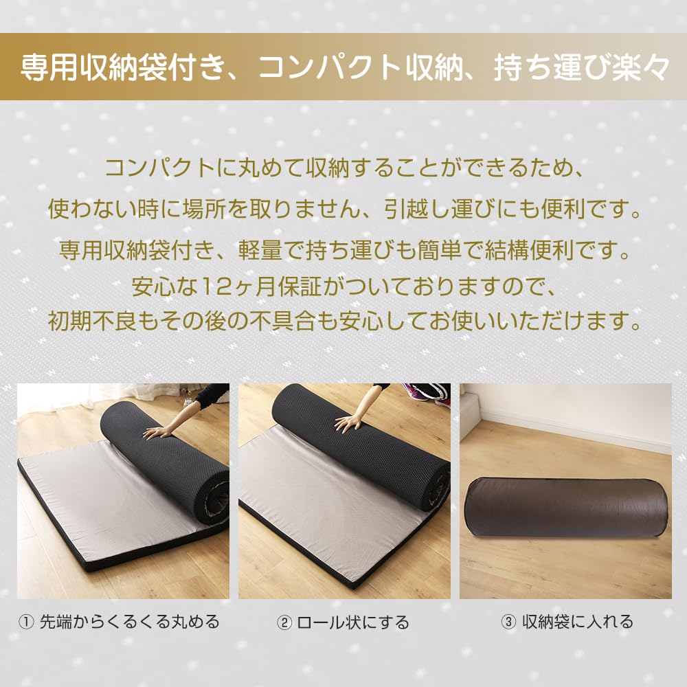 MyeFoam マットレス 高反発 シングル 厚さ5cm 敷布団 腰の悩みから解放 硬さ180N 寝返りサポート 防ダニ 抗菌防臭加工マットレス カバー洗える 収納袋付き ブラック