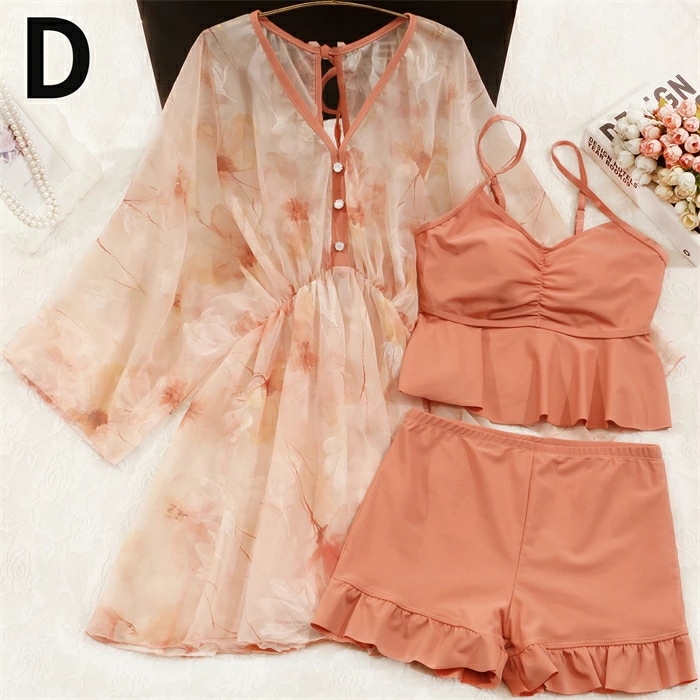 全10色 水着 レディース 花柄 大きいサイズ 体型カバー水着 服みたいな ぽっちゃり 大盛り 3点セット ビキニ 水着 温泉 かわいい 露出控えめ 韓国ファッション セクシー感 大人 可愛い オ