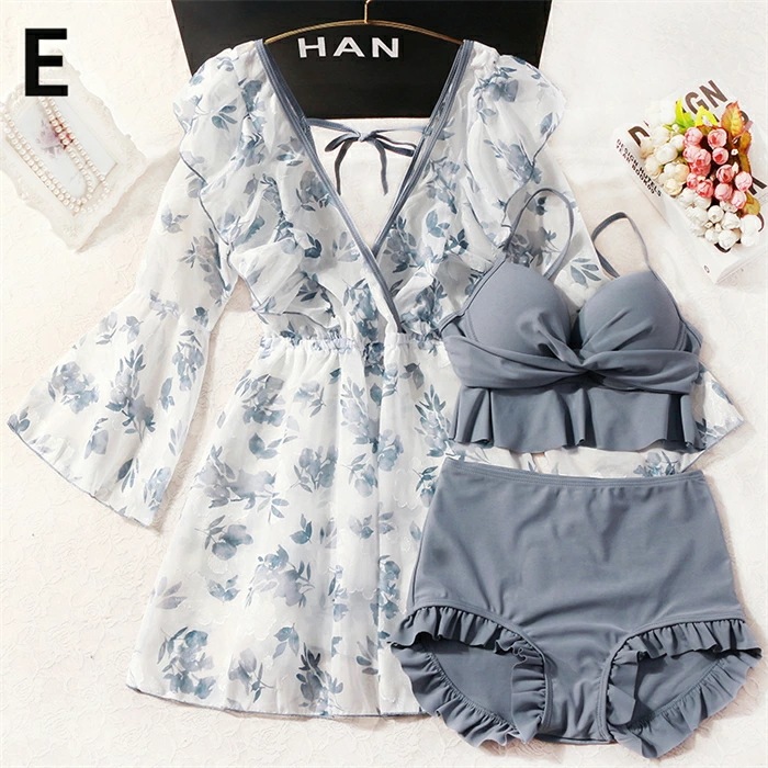 全10色 水着 レディース 花柄 大きいサイズ 体型カバー水着 服みたいな ぽっちゃり 大盛り 3点セット ビキニ 水着 温泉 かわいい 露出控えめ 韓国ファッション セクシー感 大人 可愛い オ