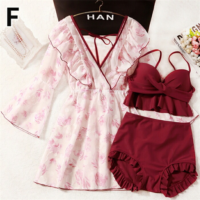 全10色 水着 レディース 花柄 大きいサイズ 体型カバー水着 服みたいな ぽっちゃり 大盛り 3点セット ビキニ 水着 温泉 かわいい 露出控えめ 韓国ファッション セクシー感 大人 可愛い オ