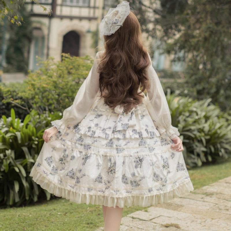 ロリータ クラロリ クラシカル エレガント ジャンパースカート ワンピース ドレス 薔薇 バラ ロング丈 Lolita ゴスロリ 花柄 フラワー