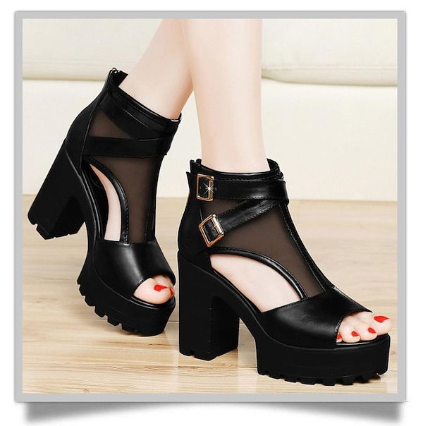 厚底ブーツサンダル　専用 Qoo10] 夏 ブーツサンダル 厚底シューズ 7cm