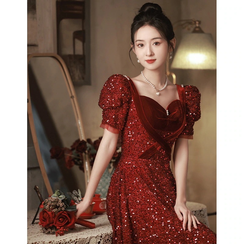 トーストウェア花嫁 2024 ハイエンドバーガンディースパンコール結婚式のイブニングドレス婚約 mdprevattcaulkingandwaterproofing.com