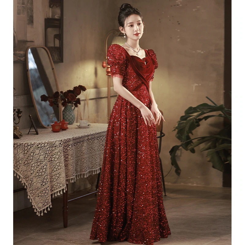 トーストウェア花嫁 2024 ハイエンドバーガンディースパンコール結婚式のイブニングドレス婚約 mdprevattcaulkingandwaterproofing.com