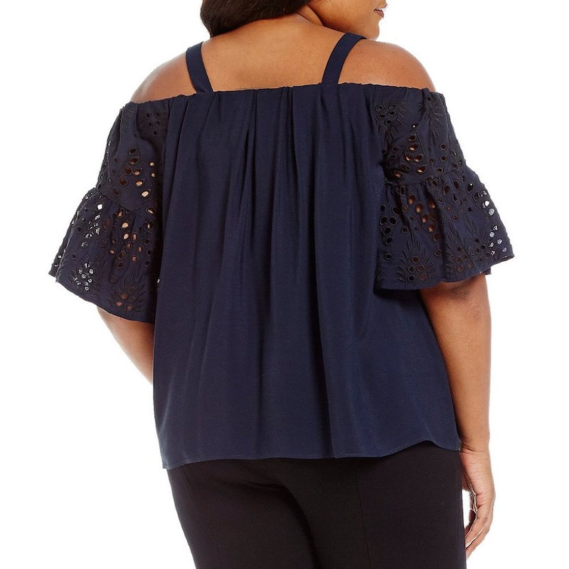 ギブソンアンドラティマー レディース トップス ブラウス・シャツ【Gibson & Latimer Plus Off-the-Shoulder Flutter-Sleeve Eyelet Blouse ギブソンアンドラティマー レディース トップス ブラウス・シャツ【Gibson & Latimer Plus Off-the-Shoulder Flutter-Sleeve Eyelet Blouse