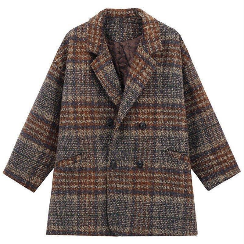 品大人気チェスターコートレデースコーデミディアム丈秋冬アウターPコートチェック柄カジュアル体型カバーお洒落着痩せ上品通勤常