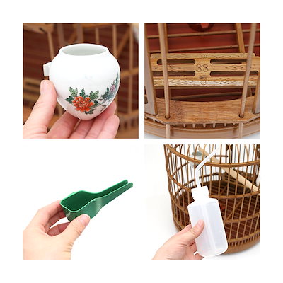 Qoo10] 鳥籠 アンティーク 竹カゴ 丸型 小（直 : 小動物・鳥用品
