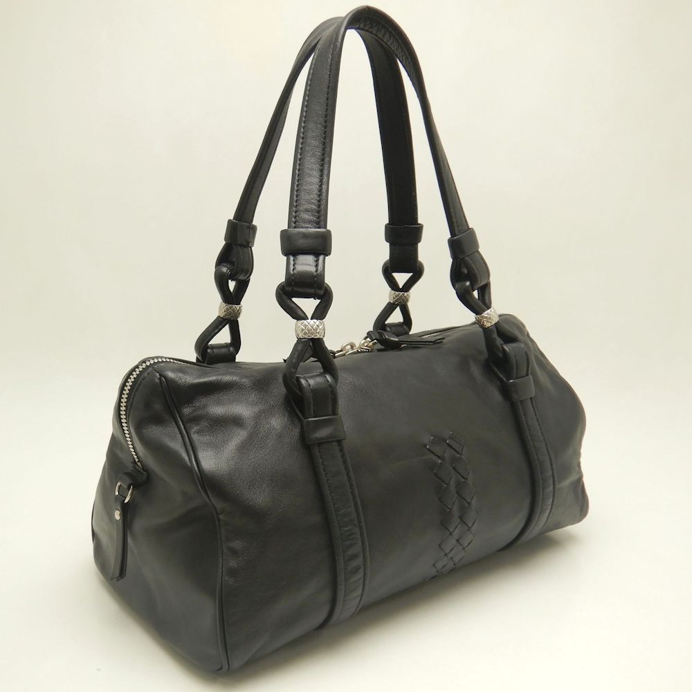 ミニボストンバッグ ラムスキン ブラック アウトレット/253031【中古】