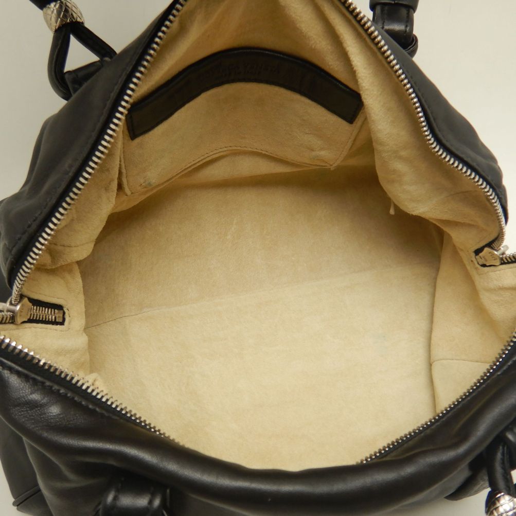 ミニボストンバッグ ラムスキン ブラック アウトレット/253031【中古】