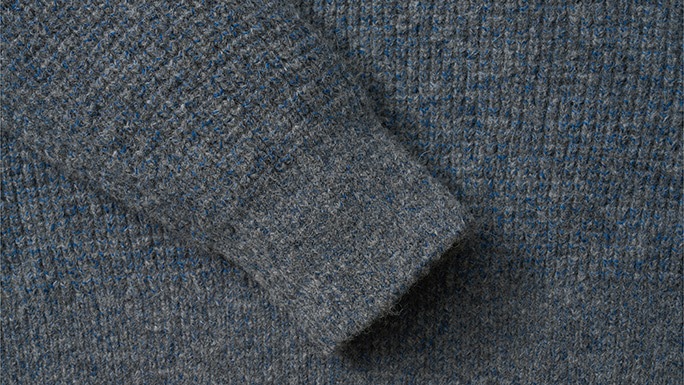 【POTTERY】 WAFFLE COMFORT CREWNECK KNIT : BLUE GRAY