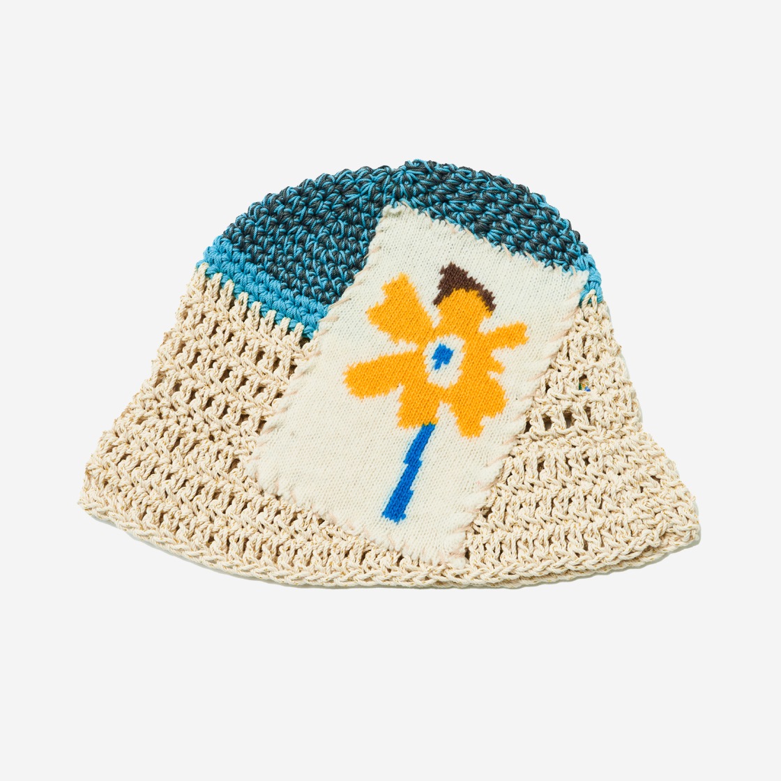 MISU A BARBE】 NEW FLOWERING BUCKET SUMMER WHITE LARGE 帽子