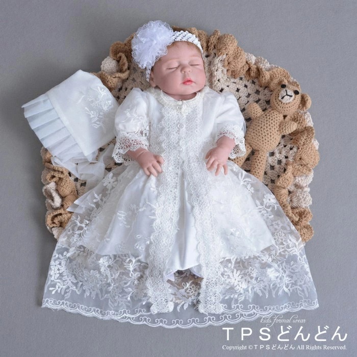 【ボレロ・帽子付き3点セット】ベビードレス ベビー服 女の子 新生児 退院 お宮参り 出産祝 結婚式 服 女の子 ベビー用 ドレス 刺繍 ベビー フォーマル 七五三 セレモニードレス 白 赤ちゃん ド