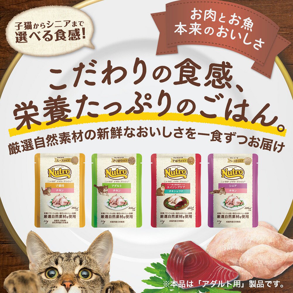 猫　キャット　デイリー　ディッシュ　アダルト　チキン　グルメ仕立てのざく切りタイプ　パウチ　３５ｇX９６袋　お一人様１点限り　ＣＲＣ35―20―48―00―00
