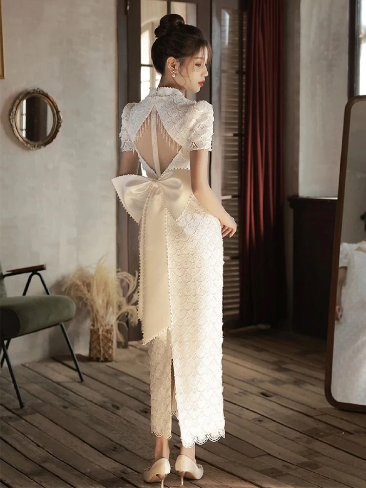 チャイナドレス 乾杯服 花嫁 式婚約ドレス バックドアコレクション証明書登録 小さな白いドレス レディース チャイナドレス 乾杯服 花嫁 式婚約ドレス バックドアコレクション証明書登録 小さな白いドレス レディース