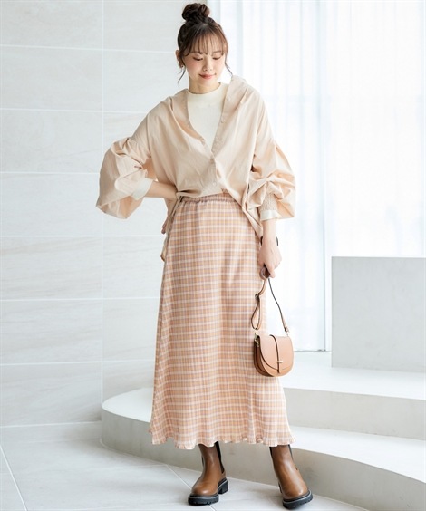 ロングスカート 大きいサイズ ワッシャー加工プリーツスカート