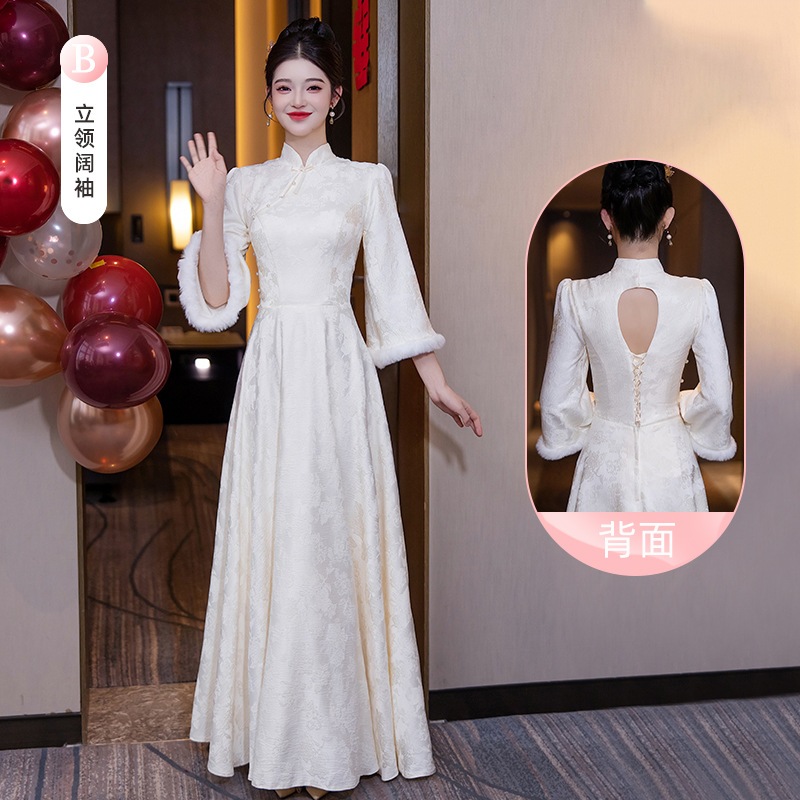 花嫁介添人のスーツ秋と冬2025年2025年のハイエンドシャンパンの長袖の姉妹グループドレスは通常