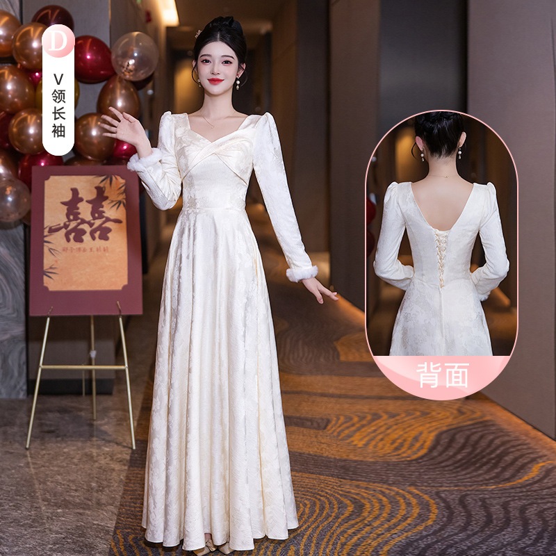 花嫁介添人のスーツ秋と冬2025年2025年のハイエンドシャンパンの長袖の姉妹グループドレスは通常