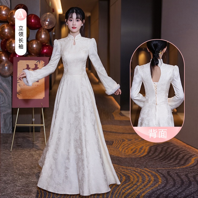 花嫁介添人のスーツ秋と冬2025年2025年のハイエンドシャンパンの長袖の姉妹グループドレスは通常