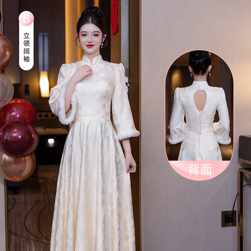 花嫁介添人のスーツ秋と冬2025年2025年のハイエンドシャンパンの長袖の姉妹グループドレスは通常