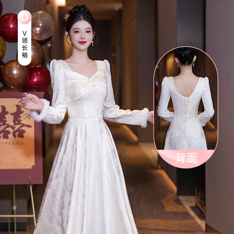 花嫁介添人のスーツ秋と冬2025年2025年のハイエンドシャンパンの長袖の姉妹グループドレスは通常